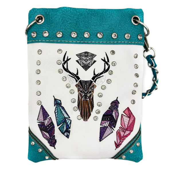 Embroidered Deer Small Crossbody Bag