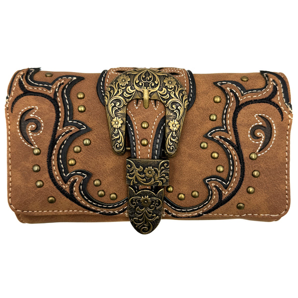 Bronze Buckle Western Women's Wallet Clutch