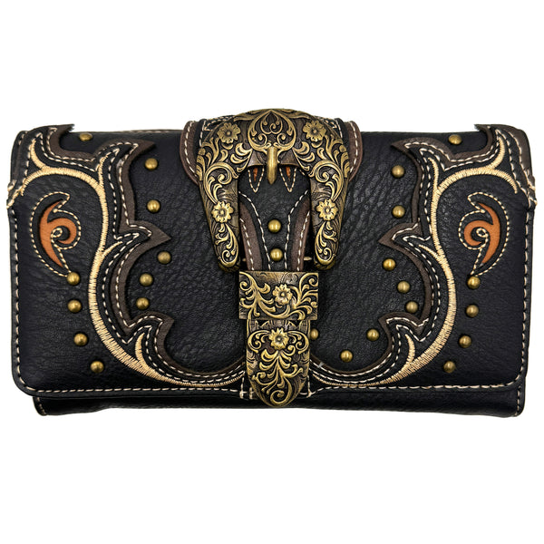 Bronze Buckle Western Women's Wallet Clutch