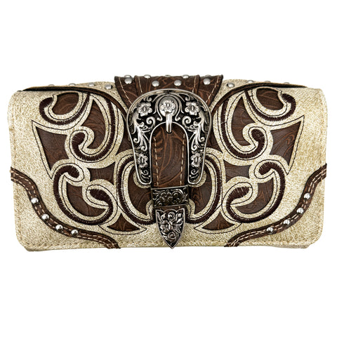 Buckle Western Women's Beige Wallet Clutch