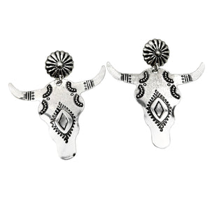 Longhorn Native Tribal Metal Earrings