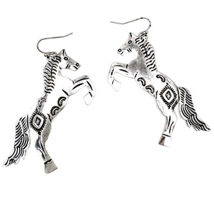 Horse Native Tribal Metal Earrings