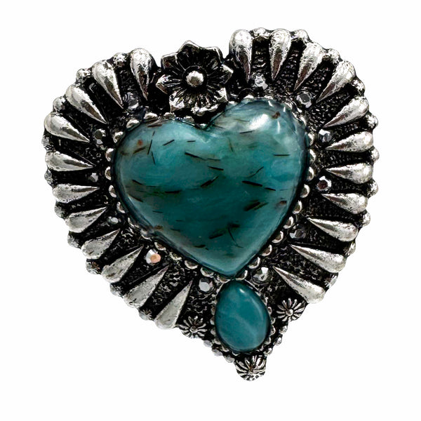 Polished Color Stone Heart Ring