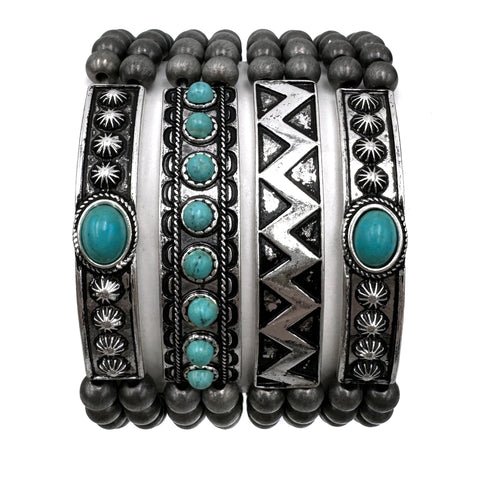 Four Piece Navajo Style Bead Stretch Bracelet