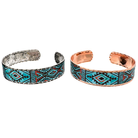 Aztec Print Turquoise Bracelet Cuff