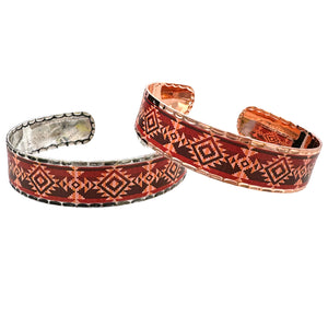 Aztec Print Red Bracelet Cuff