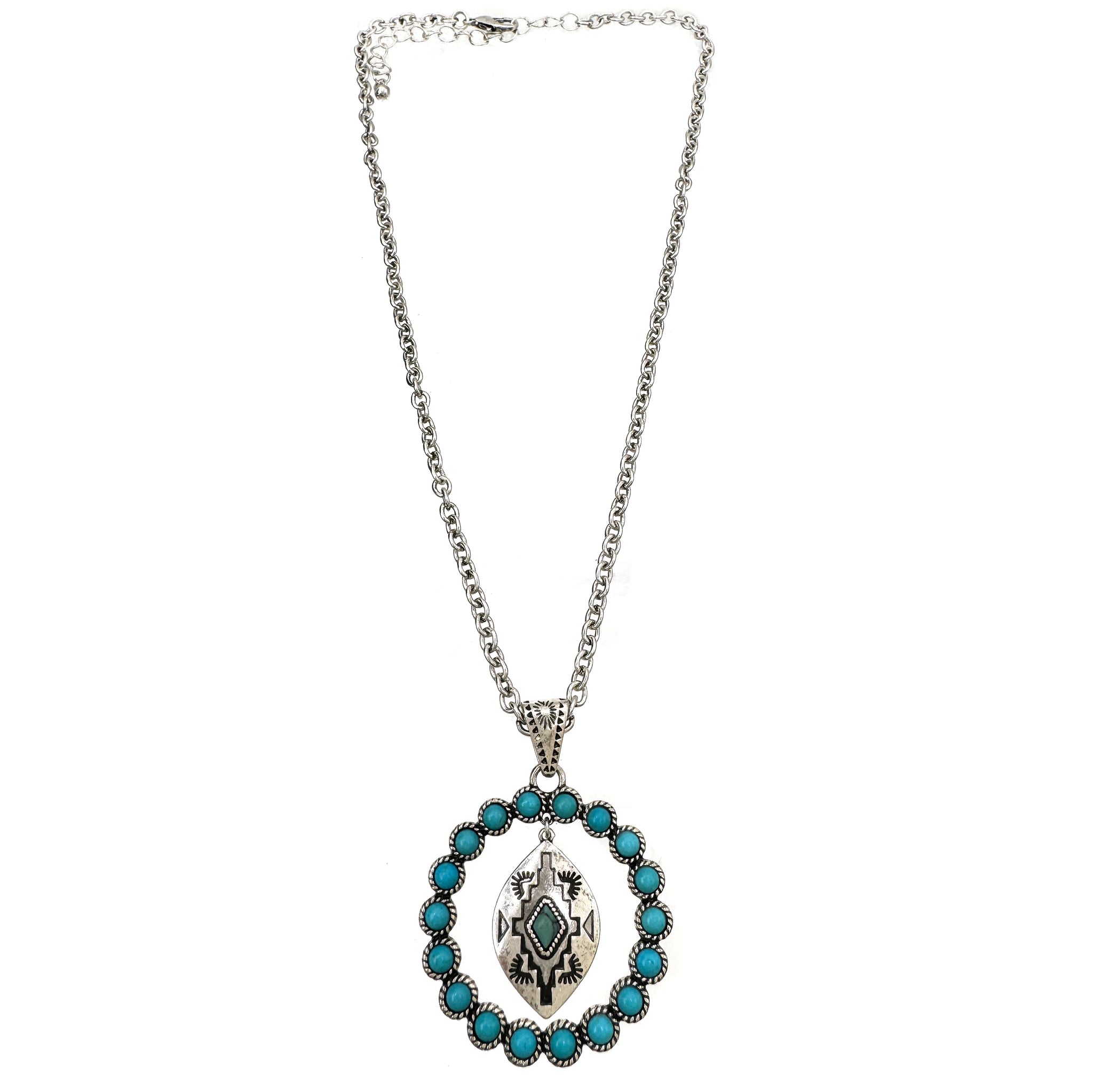 Aztec Pendant Turquoise Ring Necklace