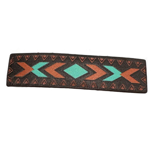 Native Aztec Chevron Print Leather Hair Barrette