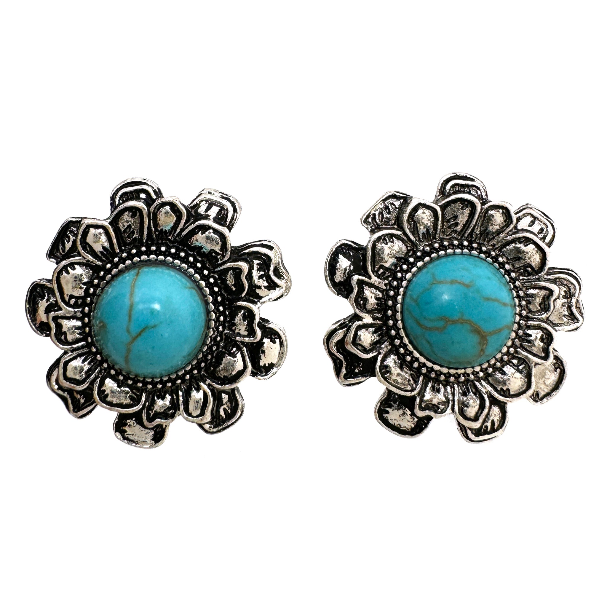 Turquoise Stud Flower Earrings