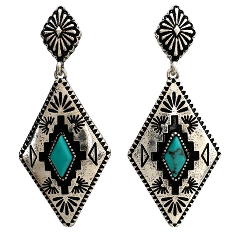 Aztec Diamond Pendant Earrings