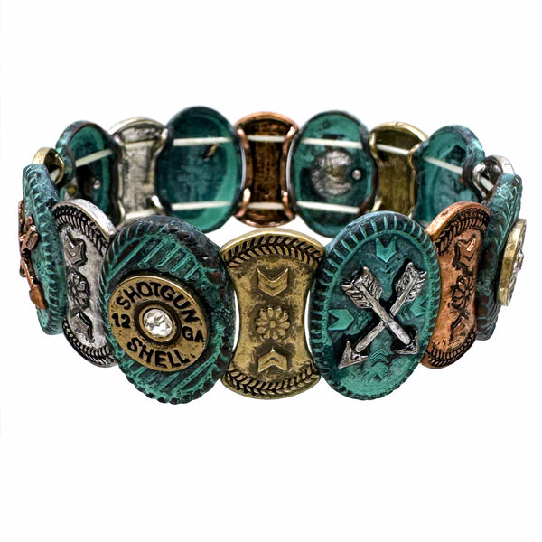 Native Arrows with Shotgun 12 Gauge Bullet Shell Stretch Bracelet