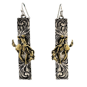 Cowboy Rodeo on Western Bar Earrings