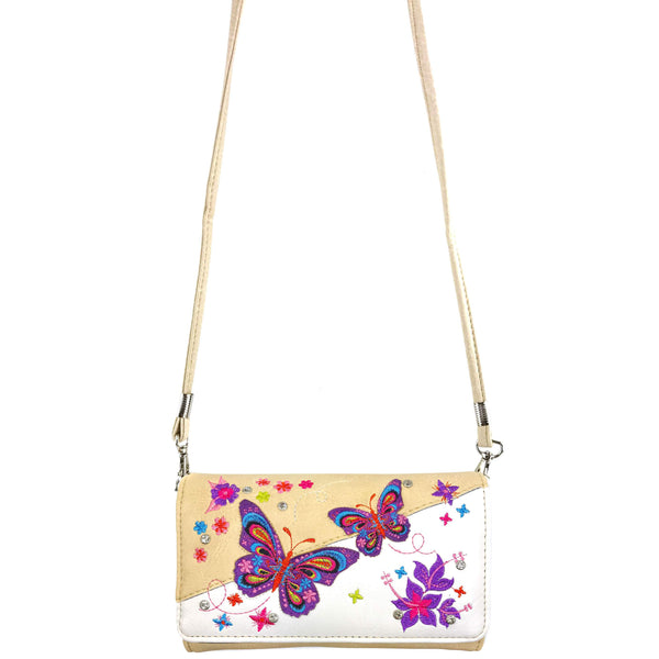 Butterfly Rainbow Embroidered Crossbody Wallet