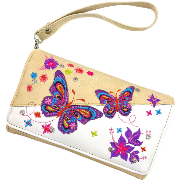 Butterfly Rainbow Embroidered Crossbody Wallet