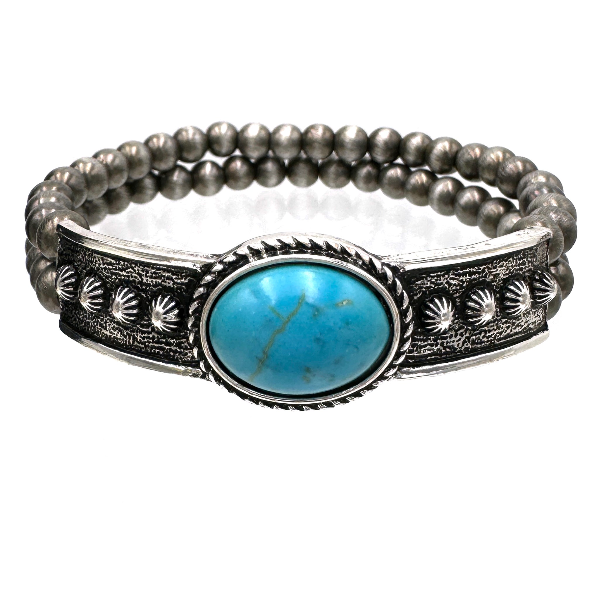 Single Turquoise Stone Navajo Beads Bracelet