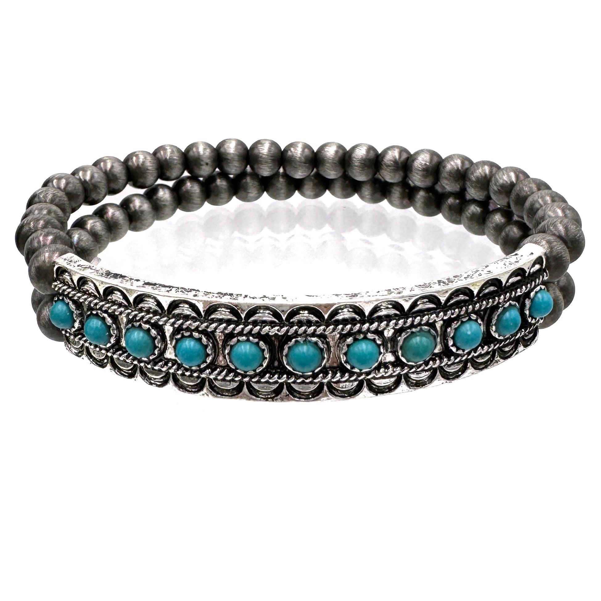 Multiple Turquoise Stone Navajo Beads Bracelet