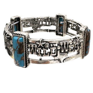 Wild West Texas Bisbee Turquoise Stretch Bracelet