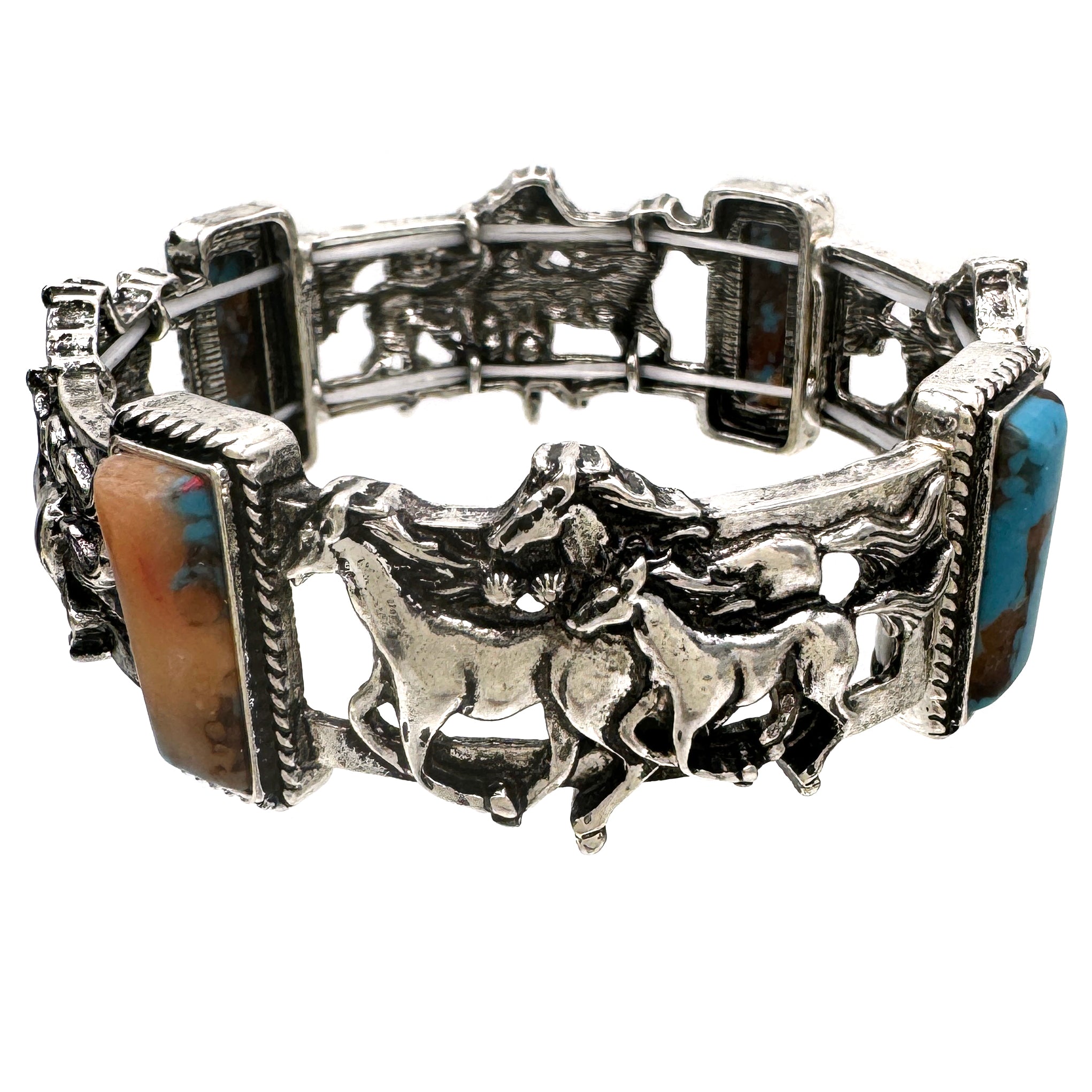 Horses Western Bisbee Turquoise Stretch Bracelet