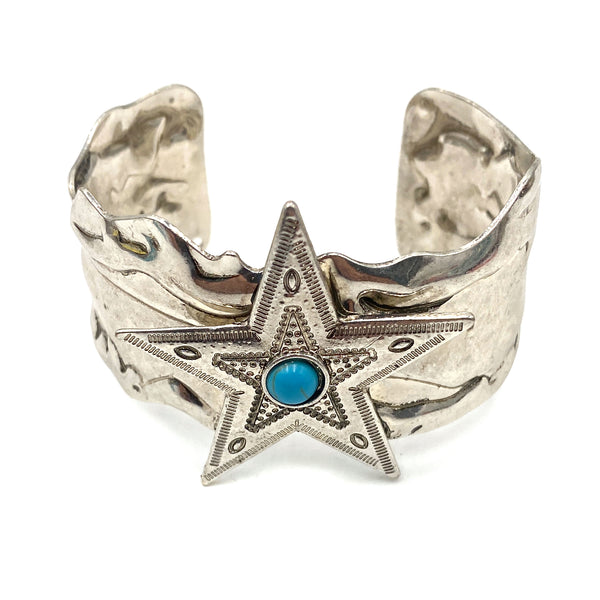 Western Star Hammered Metal Large Cuff Bracelet
