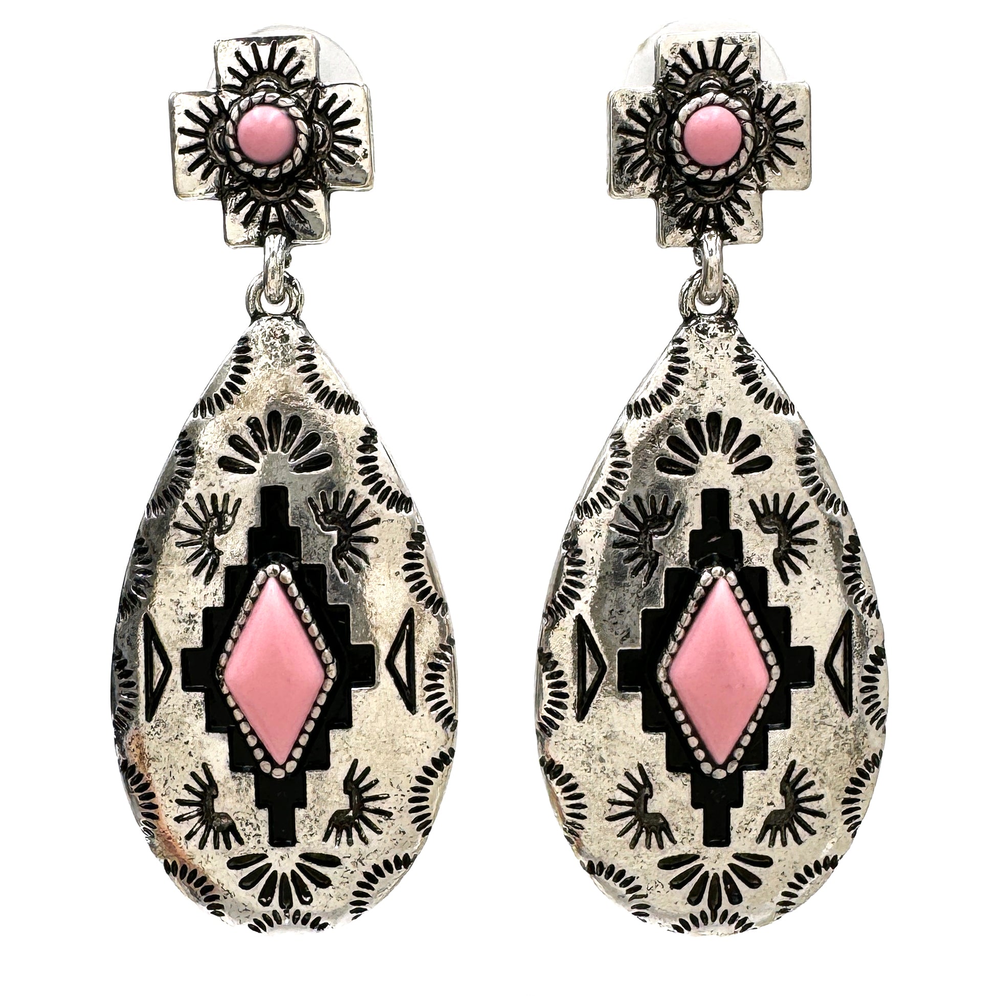 Aztec Teardrop Pendant Earrings