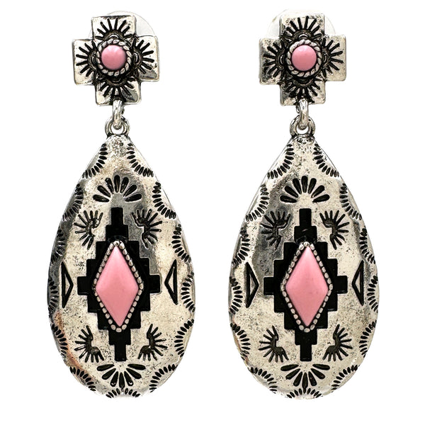 Aztec Teardrop Pendant Earrings