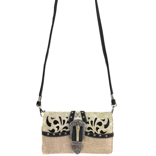 Western Shine Belt Buckle Crossbody Wallet