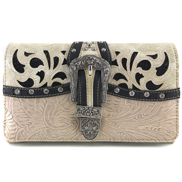 Western Shine Belt Buckle Crossbody Wallet