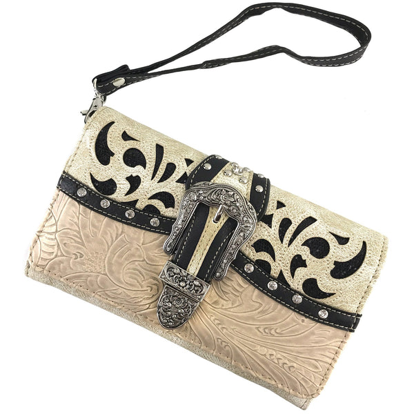 Western Shine Belt Buckle Crossbody Wallet