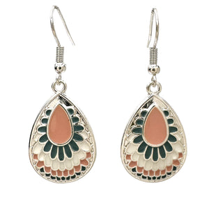 Bohemian Peach Teardrop Dangle Earrings