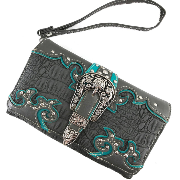 Croc Pu Leather Buckle Crossbody Wallet