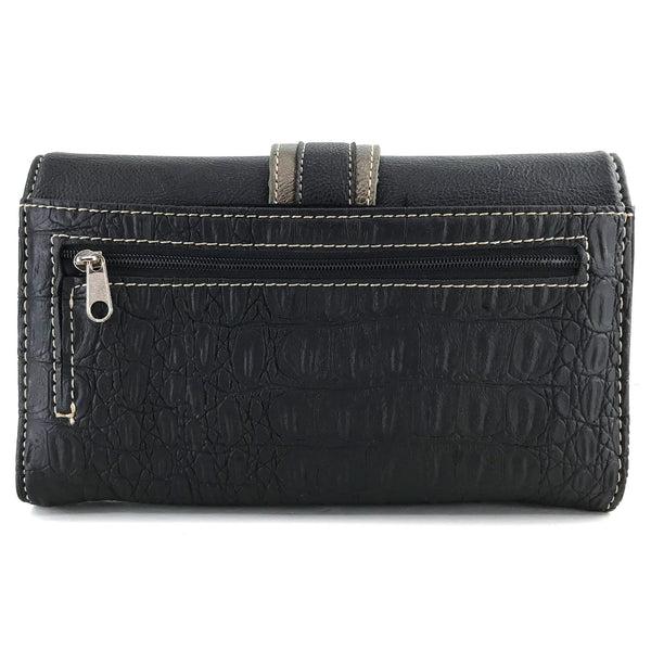 Croc Pu Leather Buckle Crossbody Wallet