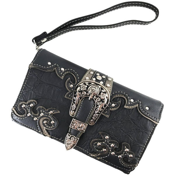 Croc Pu Leather Buckle Crossbody Wallet