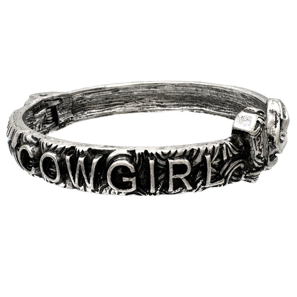 COWGIRL Boots and Hat Western Hinged Bracelet