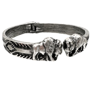 Bison Buffalo Southwestern Tribal Western Hinged Bracelet