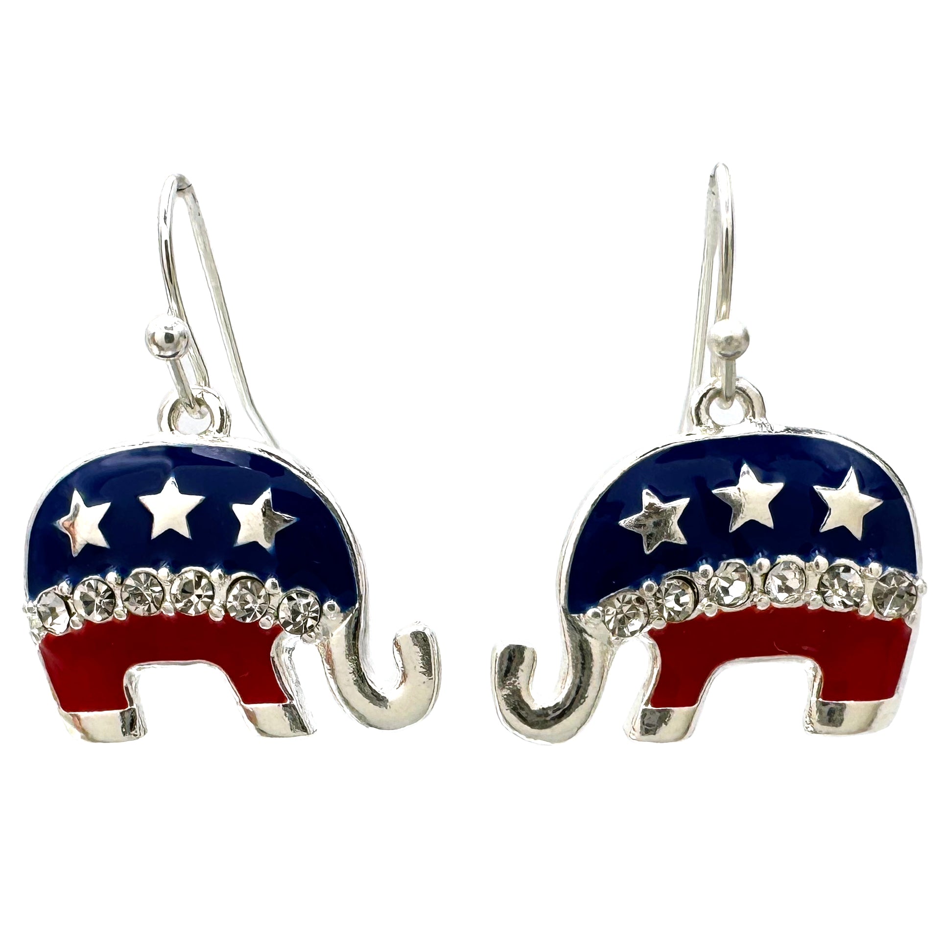 Republican Elephant US Flag Earrings