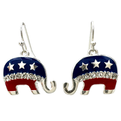 Republican Elephant US Flag Earrings