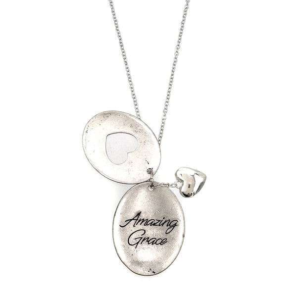 Amazing Grace Heart Pendant 30" Chain Necklace