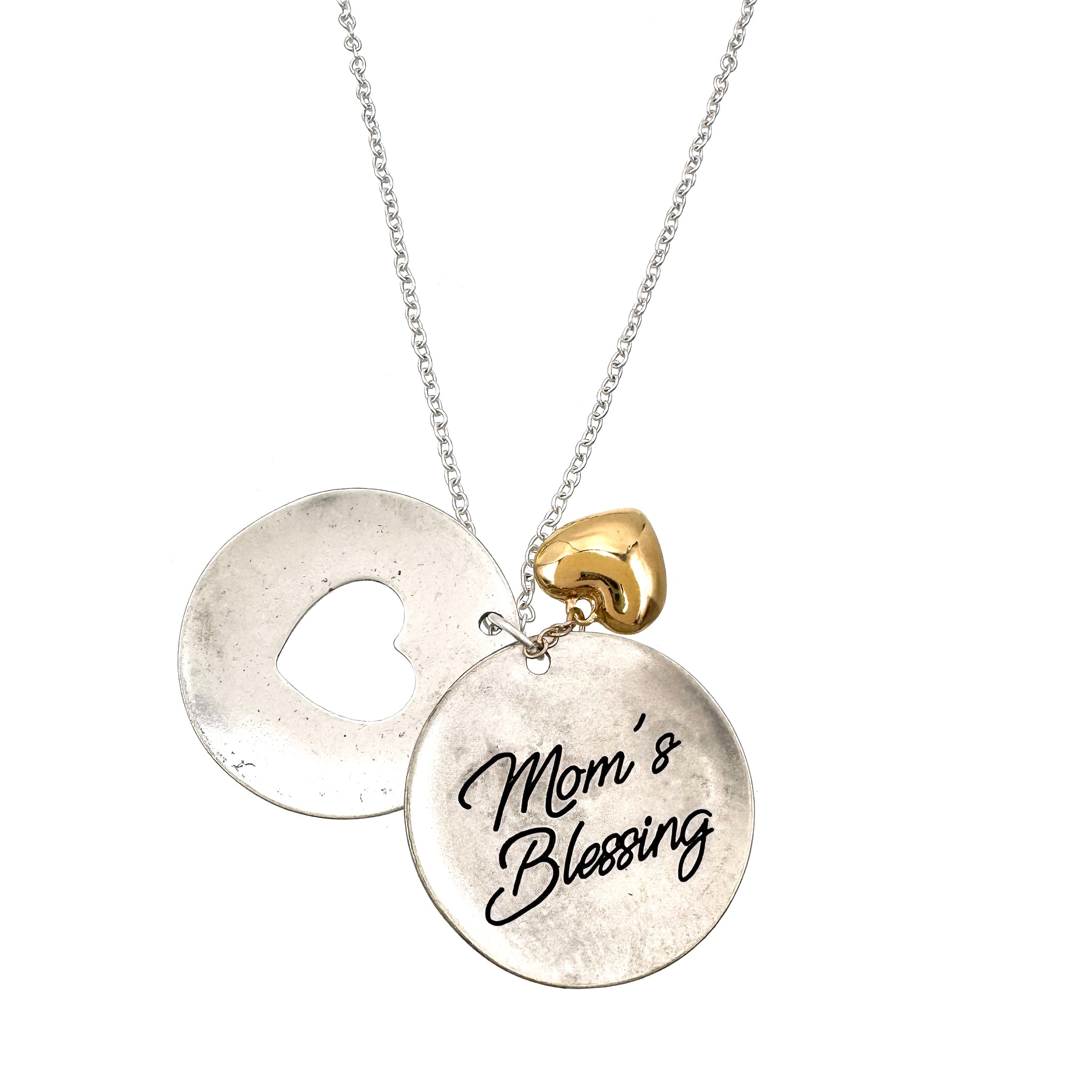 Mom's Blessing Heart Pendant 30" Chain Necklace