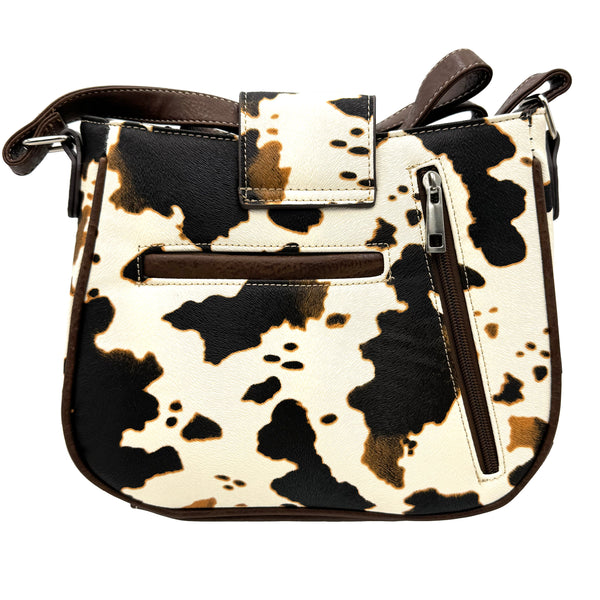 Crown Buckle Cow Print Floral Western Crossbody Bucket Bag