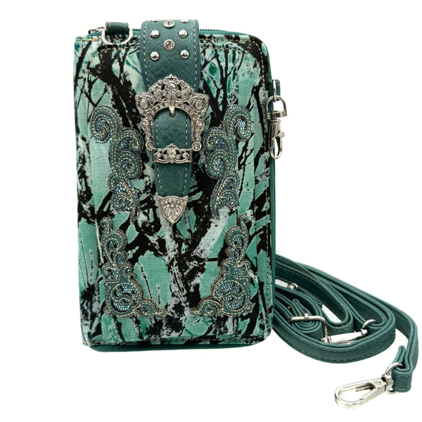 Lunar Deer Camouflage Western Buckle Crossbody Phone Wallet