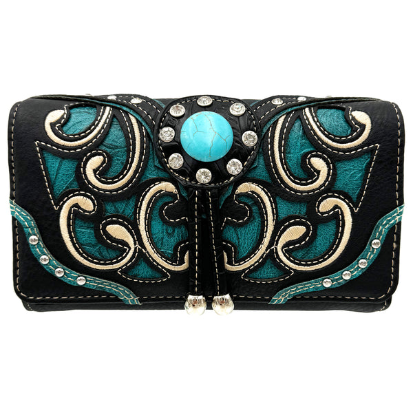 Dolly Turquoise Concho Western Crossbody Wallet