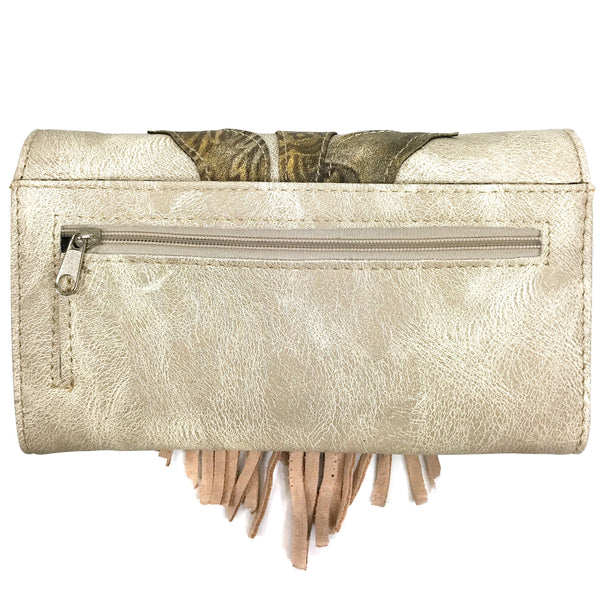 Lace Fringe Trifold Crossbody Wallet