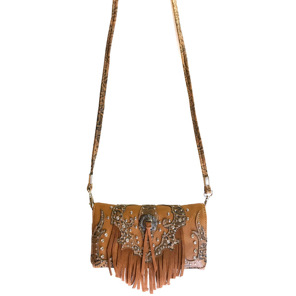 Lace Fringe Trifold Crossbody Wallet