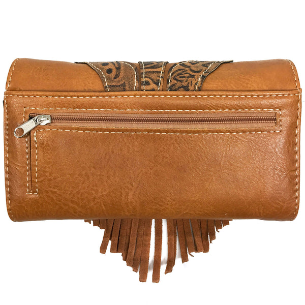 Lace Fringe Trifold Crossbody Wallet