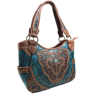 Women Western Floral Damask Medallion Large Handbag