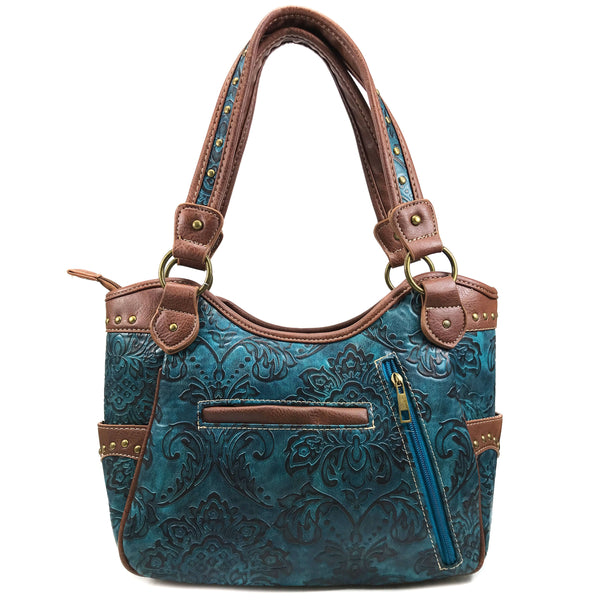 Women Western Floral Damask Medallion Large Handbag