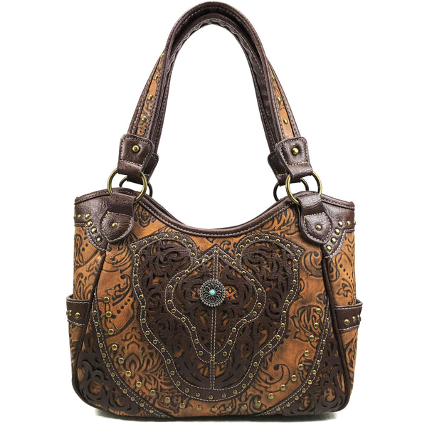 Women Western Floral Damask Medallion Large Handbag