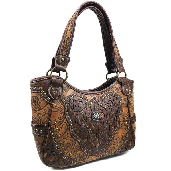 Women Western Floral Damask Medallion Large Handbag