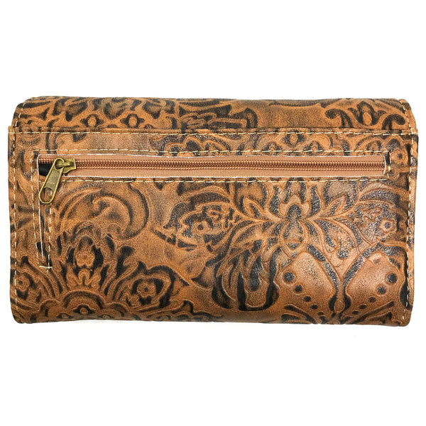 Western Medallion Concho Trifold Crossbody Wallet