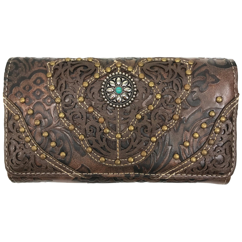 Damask Wallet Women Western Floral Damask Medallion Crossbody Wallet – Lunar Deer